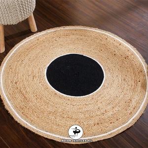 Tapis de jute tressé rond décoratif moderne luxueux revêtement de sol Design géométrique fait à la main directement de l'usine ITHL - Product Image 3