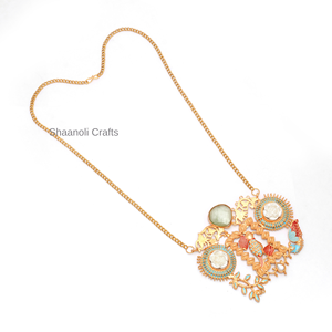 Collar de fusión chapado en oro hecho a mano para mujer, hecho a mano con piedras preciosas crudas, accesorios de joyería de recuerdo de boda de estilo religioso - Product Image 4