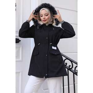 Chaqueta Larga Negra con Capucha y Cierre de Cremallera 19270 - Product Image 2