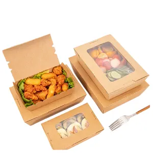 100% बायोडिग्रेडेबल डिस्पोजेबल नूडल चावल हॉट फूड सलाद बाउल क्राफ्ट फूड पैकेजिंग टेकअवे टेकआउट बॉक्स ढक्कन के साथ
