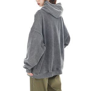 Sudadera con capucha desgastada de algodón de alta calidad de gran tamaño Vintage lavado con ácido Full Zip Up Hoodie con bolsillos sudaderas sueltas personalizar hacer - Product Image 4