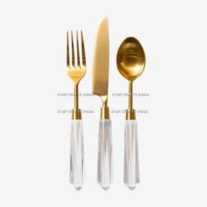 Couverts de cuisine au design moderne en acier inoxydable avec poignée en acrylique faite à la main meilleur design pour la maison, les hôtels et les restaurants - Product Image 6