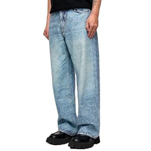 กางเกงยีนส์ผู้ชายทรงหลวมประดับเพชรเทียม ดีไซน์ใหม่ สไตล์ฮิปฮอป สตรีทแฟชั่น ฤดูใบไม้ผลิ กางเกงยีนส์ลำลอง - Product Image 4