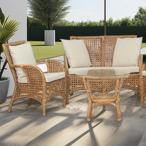 CORDELLA TWISTED Modular Rattan <b>Sofa</b> Armchair Set-Asian Comfortable Outdoor Villa Apartment Home Office Living Room - Product Image 2