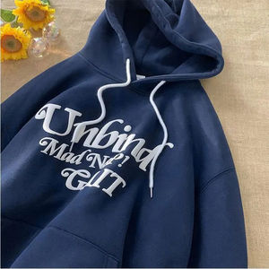 Nueva moda personalizada Puff impresión Sudadera con capucha 3D espuma impresión sudaderas Heavyweight Cut Edge Raw Hem Mens Cropped Hoodie - Product Image 2