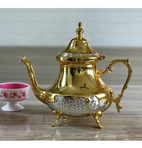 ชุดกาน้ำชาทองเหลืองชุบทอง งานฝีมือ ดีไซน์โบราณ สำหรับร้านกาแฟ ใช้ในบ้าน และโรงแรม - Product Image 4