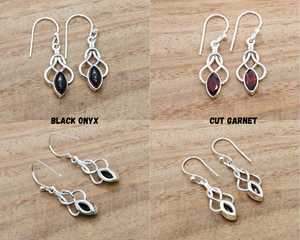 Pendientes Colgantes con Nudo Celta, Plata de Ley 925, Hechos a Mano, Joyería Moderna para Bodas y Fiestas con Cabujón y Piedras Preciosas Facetadas - Product Image 5