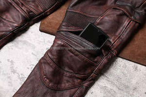Pantalones de Cuero Vacuno Genuino para Hombre, Pantalones de Motero de Cuero Real, Jeans Punk, Pantalones para Motociclistas - Product Image 3