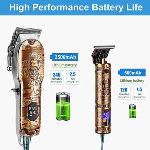 Cortadora de Pelo Profesional Inalámbrica de Acero Inoxidable con Cuchilla en T, Juego de Recortadoras para Hombre, Batería USB, Resistente al Agua IPX7, Kit de Corte de Pelo - Product Image 4