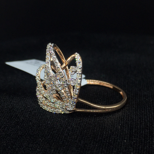 Anillo clásico de oro rosa para mujer de 14 quilates inspirado en la corona con ajuste de puntas de diamantes de corte redondo brillante para celebraciones de fiestas - Product Image 2