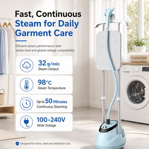 1800W 1.6L Tank 32g/min 98C Steam 45s Heat-Up สแตนเลส 100-240V ไฟสากล ครัวเรือน เครื่องรีดไอน้ำ แบบตั้งพื้น - Product Image 3