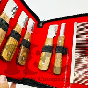 Nouveau couteau-peigne pour animaux de compagnie, durable, en acier inoxydable, pour barbier, droitier, manche en bois moyen, ciseaux de toilettage pour chiens, 26 dents, nettoyage des animaux de compagnie - Product Image 5