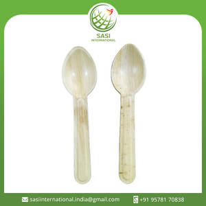 Cucharas de cubiertos desechables de hoja de palma de 160 mm biodegradables ecológicas más buscadas para uso de postres en viajes de bodas - Product Image 2
