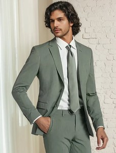Haute qualité personnalisé hommes vert vêtements de cérémonie blazer costume Slim Fit affaires Viscose costumes - Product Image 5