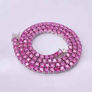 Alta calidad Iced out Pink Moissanite Diamond Tennis Chain Hip Hop Body Jewelry para fiesta de compromiso Regalo de boda - Product Image 1