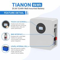 Batterie LiFePO4 51,2V 314Ah à montage en rack, 8kWh pour stockage d'énergie domestique, système solaire ESS avec BMS intelligent CAN 200A de décharge Tianon
