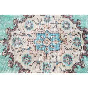 พรมวินเทจขนาด 5.4x8.7 ฟุต พรมตุรกีขนาดใหญ่ พรมขนสัตว์ลายดอกไม้สีน้ำเงินเขียว - Product Image 5