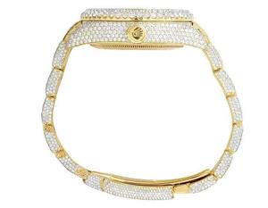 Montre pour homme plaquée or jaune 18 carats avec diamants moissanite brillants, design hip-hop glacé, mouvement à quartz fiable et s - Product Image 4