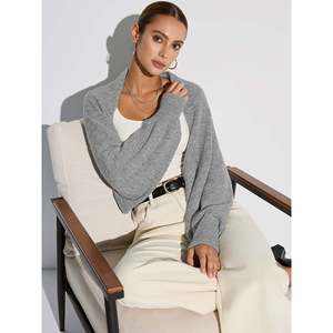 Cardigan court en tricot imprimé à boutons pour femme, pour l'hiver - Product Image 5