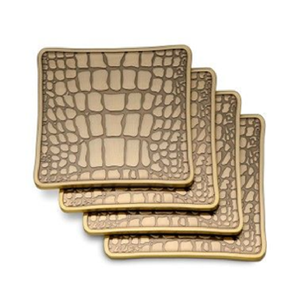 Sous-verres carrés en marbre avec des lignes topographiques audacieuses noires et dorées. Disponible aux prix de gros - Product Image 2