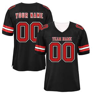 2025 Football américain personnalisé Football américain maillot noir gris personnalisé imprimé nom de l'équipe numéro adulte enfants - Product Image 3