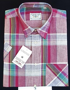 Camicia da uomo di alta qualità in cotone 100% manica corta quadri colorati seguendo <span class=keywords><strong>la</strong></span> tradizione Made in Italy export - Product Image 3