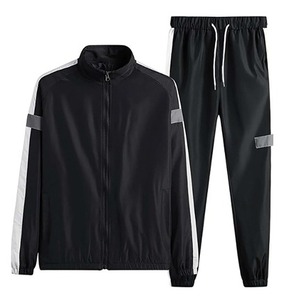 Unisex Light Gray <b>Tracksuit</b> Full Sleeve Zipper Closure Solid Color Casual Style Regular Fit Polyester Autumn Wear Side Pockets - Product Image 4