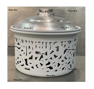 Plat de service en aluminium de qualité supérieure avec travail islamique Plat de service de couleur argent de qualité supérieure - Product Image 4