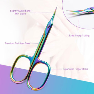 Tijeras de Manicura Extra Finas con Hoja Curva, Tijeras para Cutículas Super Delgadas con Punta Puntiaguda para el Cuidado de Cejas y Pestañas, Caja Colorida - Product Image 6
