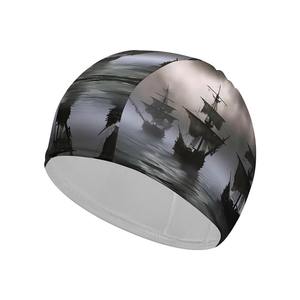 โรงงานขายส่งคุณภาพสูงหลายสีโลโก้ที่กําหนดเองว่ายน้ําหมวกพิมพ์ซิลิโคนแบนว่ายน้ําหมวกหมวก - Product Image 3