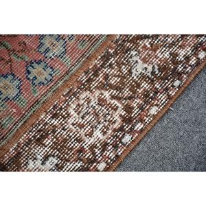 Tapis turc vintage, tapis de 2,1 x 5,6 pieds, tapis à bordures rouges et bleues - Product Image 5