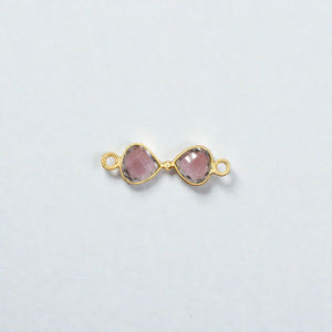 Breloque en cristal de quartz clair avec double boucle - Breloque en argent sterling 925 avec sertissage en pierres précieuses pour la fabrication de bijoux - Product Image 1