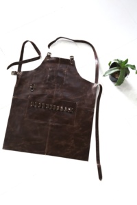 High Quality Leather <b>Work</b> Restaurants Workshop <b>Apron</b> With Leather Pockets Kitchen Cooking <b>Apron</b> Barber Bbq - Product Image 2