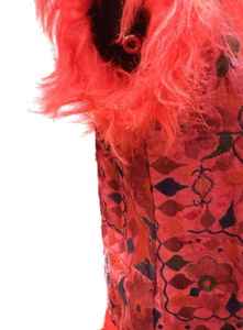 2022 Women's Sleeveless Fur Jacket with Fully Hand <b>Beaded</b> Boho Style Cotton Filled Vintage Decoration and Button Detail - Product Image 2