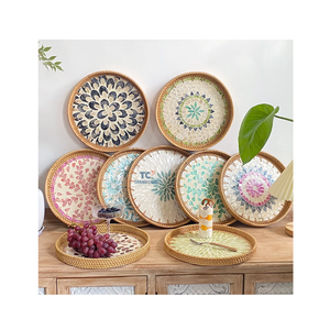 ผู้ผลิตอินเดียอินเดียถาดงานแต่งงานถาดแม่มุกและปอกระเจาสำหรับใช้ในบ้านและงานแต่งงาน - Product Image 4