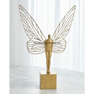 Oiseaux en métal plaqué or de haute qualité assis sur des branches Sculpture de designer avec base en marbre blanc d'Inde - Product Image 2