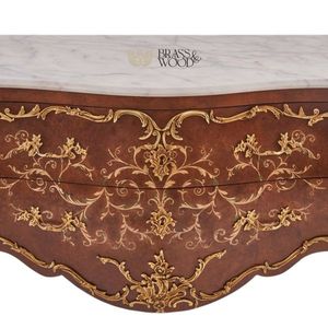 Consola Clásica de Madera Dorada con Tapa de Mármol, Consola de Lujo Hecha a Mano para la Entrada o Sala de Estar - Product Image 4