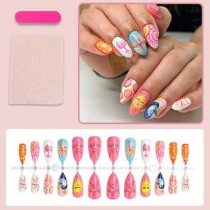 HYC-DZ-1977 <span class=keywords><strong>Uñas</strong></span> Postizas Tropicales Color Naranja Girasol, <span class=keywords><strong>Uñas</strong></span> Postizas Reutilizables de Verano, <span class=keywords><strong>Uñas</strong></span> Postizas Personalizadas al por Mayor - Product Image 2