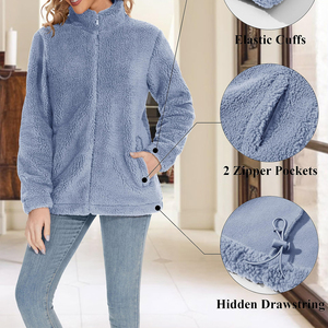 Nueva llegada Casual invierno Sherpa mujer chaqueta de lana impermeable transpirable Reversible algodón forro logotipo personalizado - Product Image 5