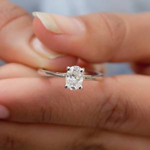 Moissanite Oval Solitaire Single Stone <b>Silver</b> Ring <b>Top</b> Selling Prong Setting Moissanite Ring for Graduation Gift - Product Image 3