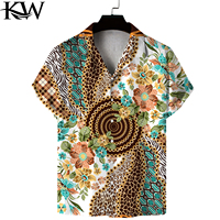Kurzarmhemd für hawaiian ische Herren, offener Hals, Einzel knopf, Papageien-und Tier druck, Mode, Strand oberteil, Sommer 2025