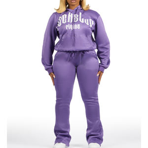 Ensemble de jogging pour femmes, survêtement de sport, coupe ample, confortable, respirant, tenue de sport pour l'entraînement physique - Product Image 1