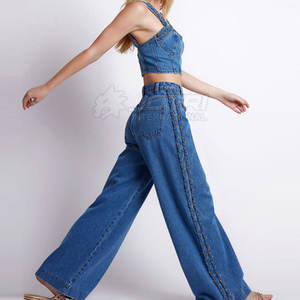 Coupe-vent fabriqué en usine pour femmes Denim Crop Top meilleure qualité respirant coton fait femmes Denim Crop Top - Product Image 6