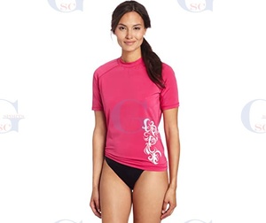 High Quality <b>Slim</b> Sport Rash Guards for Women Custom Printed O-Neck BJJ MMA Comfortable Spandex Fabric Latest Pattern Design - Product Image 4