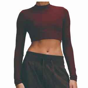 Women's Lightweight Breathable Anti-Bacterial <b>Yoga</b> Crop Top Quick Dry Skinny Fit Spandex/Nylon Round-Neck Design - Product Image 6