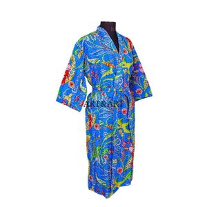 Luxury Elegant Kantha <b>Kimono</b> Bathrobe for Women Full-Length Floral Design Handwork Premium Quality Sleepwear - Product Image 5