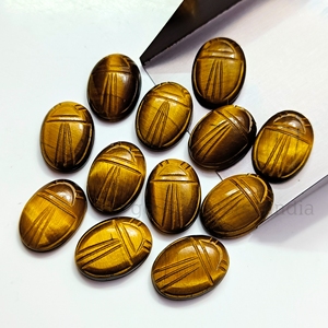 Piedra preciosa con forma de escarabajo de ojo de tigre, talla de escarabajo de ojo de tigre natural, cabujón de piedras preciosas talladas a mano, joyería egipcia 13x18mm - Product Image 3