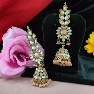 Leaf Kundan Jhumki La elegancia inspirada en la naturaleza y la artesanía tradicional complementa los trajes tradicionales y contemporáneos - Product Image 4