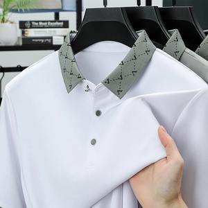 2025เสื้อโปโลผู้ชายแขนสั้นผ้าไหมหม่อนสีทึบมีกระดุมสีพื้นเสื้อโปโลสำหรับผู้ชายฤดูร้อน - Product Image 6