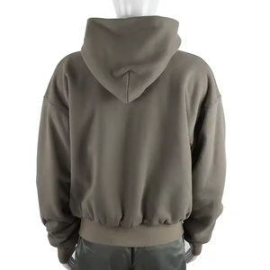 Zipper Hoodies Custom <b>Men</b> Vintage <b>Grey</b> Heavyweight Stone Acid Wash <b>Hoodie</b> Double <b>Zip</b> Drop Shoulder Winter Features Process Impex - Product Image 6